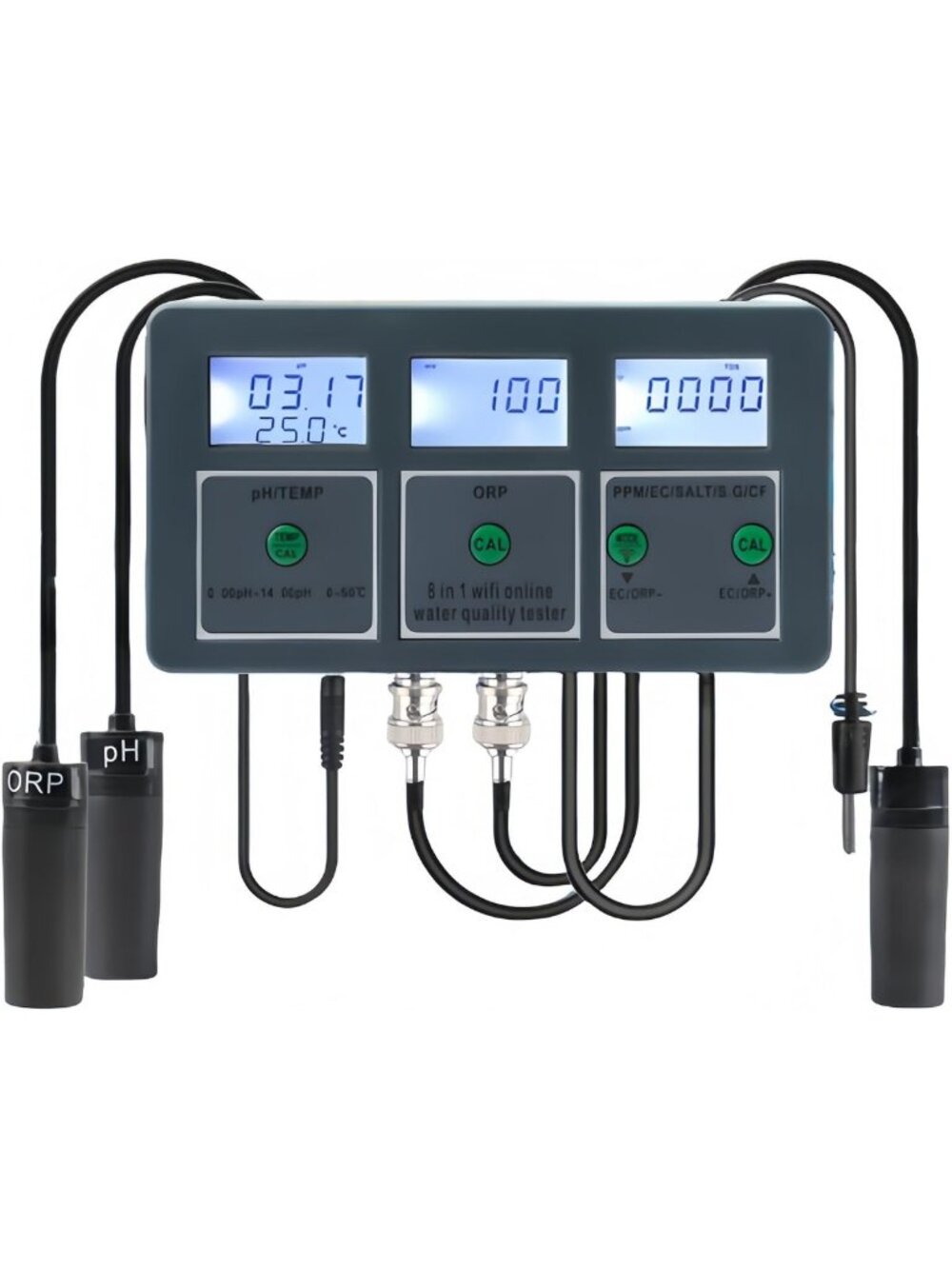 8-in-1 Smart Water Quality Tester for Aquariums & Hydroponics - WiFi Digital